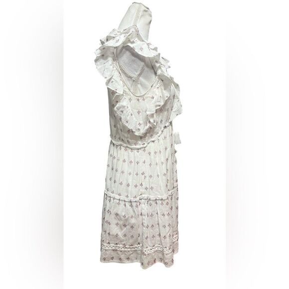 Sea NY Colette A-Line Dress White Ruffled Embroidered Size 6 - Picture 4 of 7